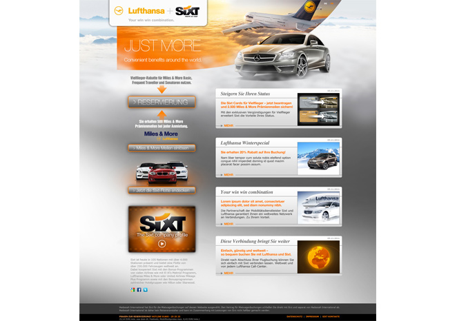 Sixt & Lufthansa Partnerwebsite